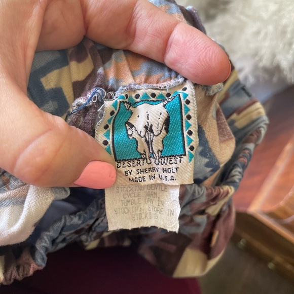 Vintage Aztec Western Tiered Maxi Skirt Pearl Snaps - Picture 2 of 6